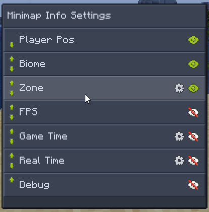 Minimap display info
